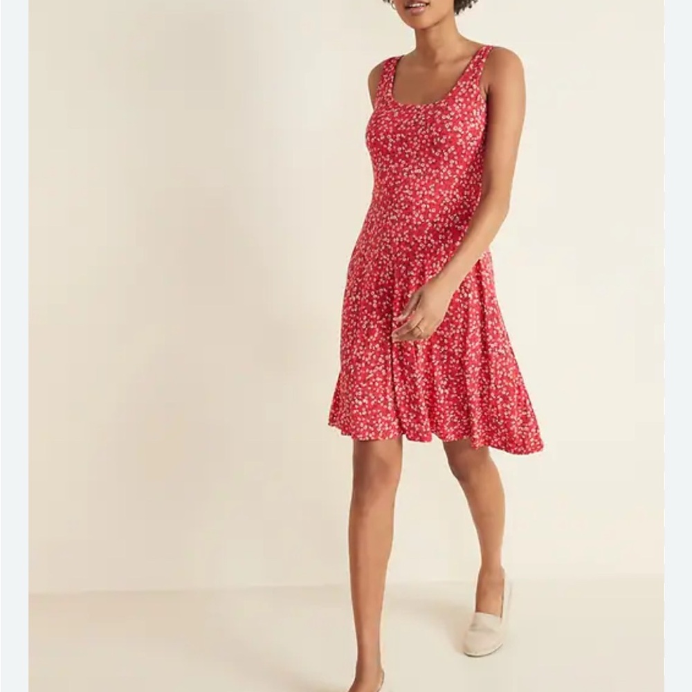Floral Red Sleeveless Dress